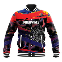 Personalised Philippines Sun Tattoo Baseball Jacket Feathers Filipinas Grunge Style Black