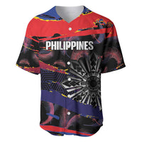 Personalised Philippines Sun Tattoo Baseball Jersey Feathers Filipinas Grunge Style Black