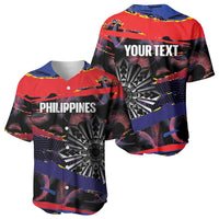 Personalised Philippines Sun Tattoo Baseball Jersey Feathers Filipinas Grunge Style Black