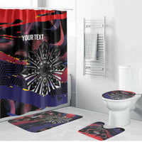 Personalised Philippines Sun Tattoo Bathroom Set Feathers Filipinas Grunge Style Black
