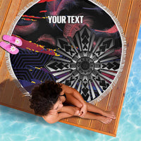 Personalised Philippines Sun Tattoo Beach Blanket Feathers Filipinas Grunge Style Black