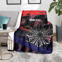 Personalised Philippines Sun Tattoo Blanket Feathers Filipinas Grunge Style Black