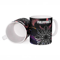 Personalised Philippines Sun Tattoo Ceramic Mug Feathers Filipinas Grunge Style Black