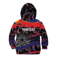 Personalised Philippines Sun Tattoo Kid Hoodie Feathers Filipinas Grunge Style Black