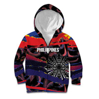 Personalised Philippines Sun Tattoo Kid Hoodie Feathers Filipinas Grunge Style Black
