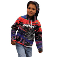 Personalised Philippines Sun Tattoo Kid Hoodie Feathers Filipinas Grunge Style Black
