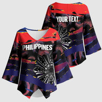Personalised Philippines Sun Tattoo Kimono Sleeve Blouse Feathers Filipinas Grunge Style Black