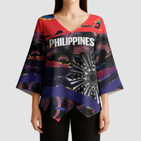 Personalised Philippines Sun Tattoo Kimono Sleeve Blouse Feathers Filipinas Grunge Style Black