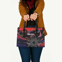 Personalised Philippines Sun Tattoo Leather Bag Feathers Filipinas Grunge Style Black