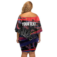 Personalised Philippines Sun Tattoo Off Shoulder Short Dress Feathers Filipinas Grunge Style Black