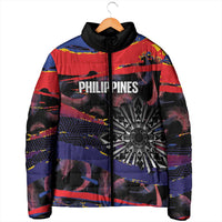 Personalised Philippines Sun Tattoo Padded Jacket Feathers Filipinas Grunge Style Black