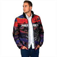 Personalised Philippines Sun Tattoo Padded Jacket Feathers Filipinas Grunge Style Black