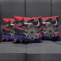 Personalised Philippines Sun Tattoo Pillow Cover Feathers Filipinas Grunge Style Black