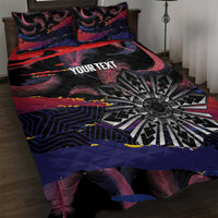 Personalised Philippines Sun Tattoo Quilt Bed Set Feathers Filipinas Grunge Style Black