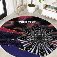 Personalised Philippines Sun Tattoo Round Carpet Feathers Filipinas Grunge Style Black