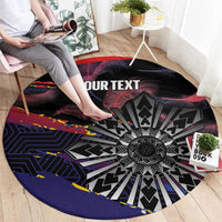Personalised Philippines Sun Tattoo Round Carpet Feathers Filipinas Grunge Style Black