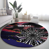 Personalised Philippines Sun Tattoo Round Carpet Feathers Filipinas Grunge Style Black