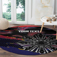 Personalised Philippines Sun Tattoo Round Carpet Feathers Filipinas Grunge Style Black