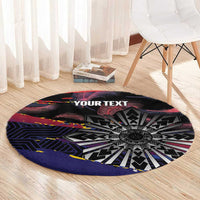 Personalised Philippines Sun Tattoo Round Carpet Feathers Filipinas Grunge Style Black