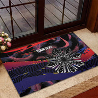 Personalised Philippines Sun Tattoo Rubber Doormat Feathers Filipinas Grunge Style Black