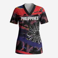 Personalised Philippines Sun Tattoo Scrub Top Feathers Filipinas Grunge Style Black
