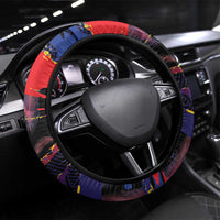 Philippines Sun Tattoo Steering Wheel Cover Feathers Filipinas Grunge Style Black