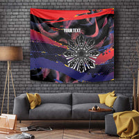 Personalised Philippines Sun Tattoo Tapestry Feathers Filipinas Grunge Style Black