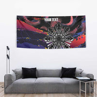 Personalised Philippines Sun Tattoo Tapestry Feathers Filipinas Grunge Style Black