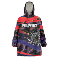 Personalised Philippines Sun Tattoo Wearable Blanket Hoodie Feathers Filipinas Grunge Style Black