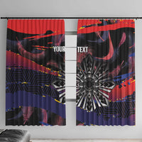 Personalised Philippines Sun Tattoo Window Curtain Feathers Filipinas Grunge Style Black