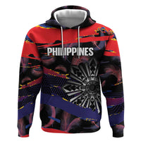 Personalised Philippines Sun Tattoo Zip Hoodie Feathers Filipinas Grunge Style Black