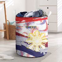 Personalised Philippines Sun Tattoo Laundry Basket Feathers Filipinas Grunge Style White