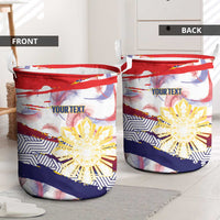 Personalised Philippines Sun Tattoo Laundry Basket Feathers Filipinas Grunge Style White