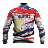 Personalised Philippines Sun Tattoo Baseball Jacket Feathers Filipinas Grunge Style White