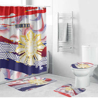 Personalised Philippines Sun Tattoo Bathroom Set Feathers Filipinas Grunge Style White