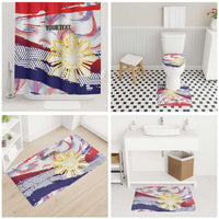 Personalised Philippines Sun Tattoo Bathroom Set Feathers Filipinas Grunge Style White