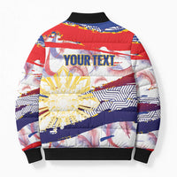 Personalised Philippines Sun Tattoo Bomber Puffer Jacket Feathers Filipinas Grunge Style White