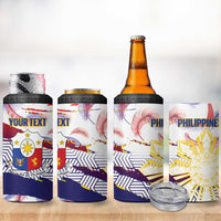 Personalised Philippines Sun Tattoo 4 in 1 Can Cooler Tumbler Feathers Filipinas Grunge Style White