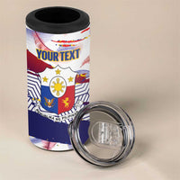Personalised Philippines Sun Tattoo 4 in 1 Can Cooler Tumbler Feathers Filipinas Grunge Style White