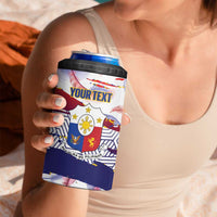 Personalised Philippines Sun Tattoo 4 in 1 Can Cooler Tumbler Feathers Filipinas Grunge Style White