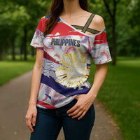 Personalised Philippines Sun Tattoo Cross Shoulder Shirt Feathers Filipinas Grunge Style White