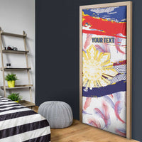 Personalised Philippines Sun Tattoo Door Cover Feathers Filipinas Grunge Style White