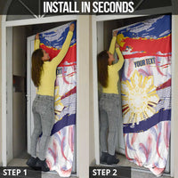 Personalised Philippines Sun Tattoo Door Cover Feathers Filipinas Grunge Style White