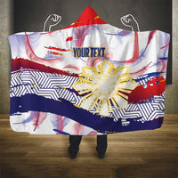 Personalised Philippines Sun Tattoo Hooded Blanket Feathers Filipinas Grunge Style White