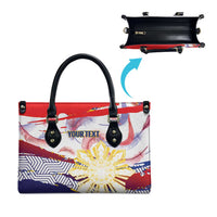 Personalised Philippines Sun Tattoo Leather Bag Feathers Filipinas Grunge Style White