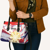 Personalised Philippines Sun Tattoo Leather Bag Feathers Filipinas Grunge Style White