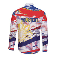 Personalised Philippines Sun Tattoo Long Sleeve Button Shirt Feathers Filipinas Grunge Style White