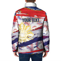 Personalised Philippines Sun Tattoo Padded Jacket Feathers Filipinas Grunge Style White