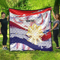 Personalised Philippines Sun Tattoo Quilt Feathers Filipinas Grunge Style White