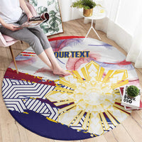 Personalised Philippines Sun Tattoo Round Carpet Feathers Filipinas Grunge Style White